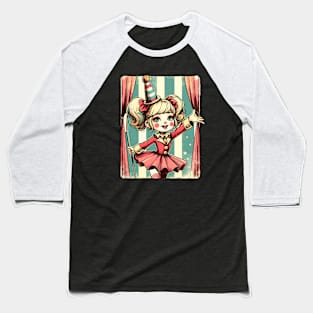 Retro Funny Circus Girl Baseball T-Shirt